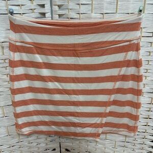 Athleta Orange/White Ribbon Stripe Faux Wrap‎ Skirt Women's M